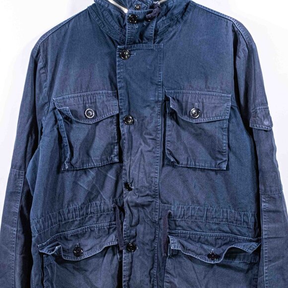 J Crew NX-631 Military Field Jacket Hooded Distressed Large Y2K Army Streetwear - Picture 3 of 14